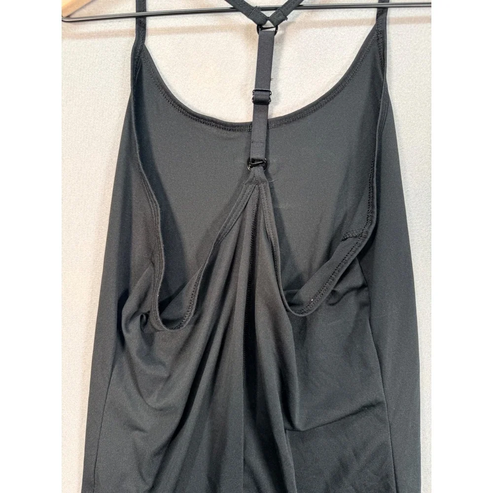 Nike Womens Black T-Back Adjustable Strap Activewear Tank Top Swoosh Logo